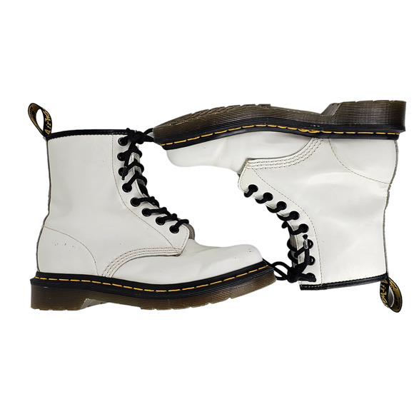 Dr Doc Martens Zavala white leather lace up ankle combat boots Ladies size 5 US - Picture 4 of 12